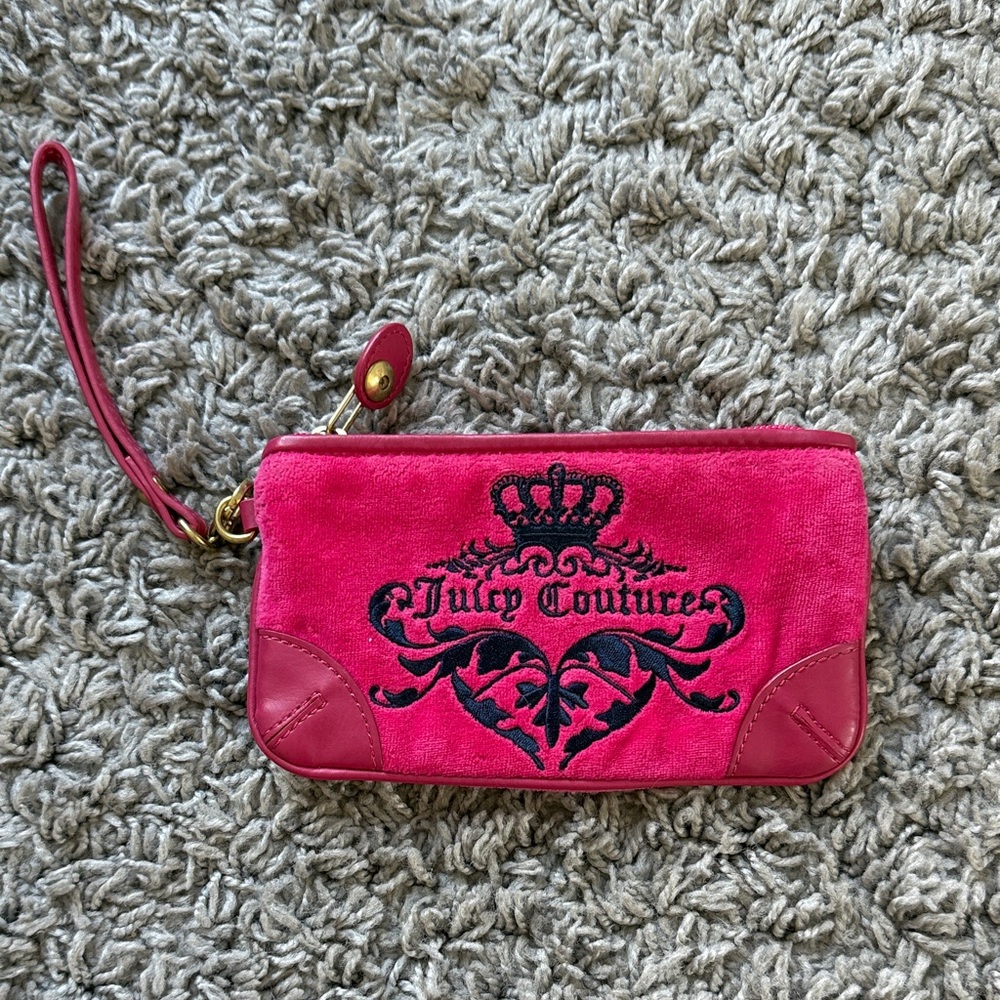 Juicy Couture Pink Wristlet with Black Logo